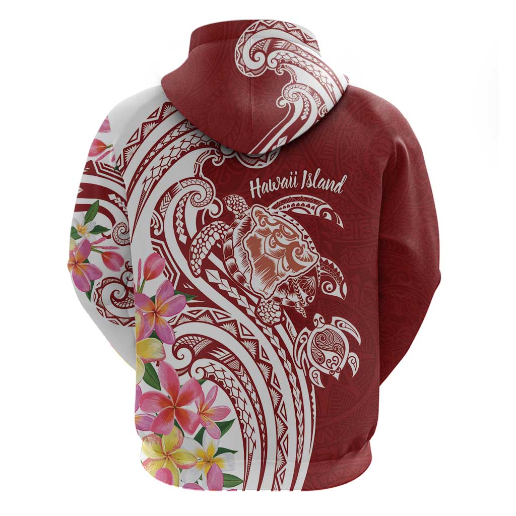 Aloha Hawaii Island Personalized Zip Hoodie Crimson Dreamy Turtle
