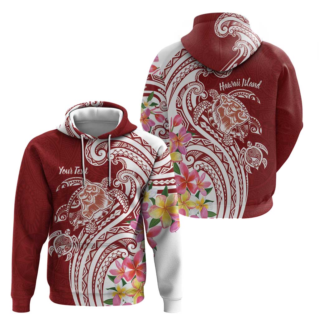 Aloha Hawaii Island Personalized Zip Hoodie Crimson Dreamy Turtle