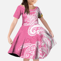Aloha Maui Island Personalized Family Matching Mermaid Dress and Hawaiian Shirt Rose Dreamy Turtle LT7 Daughter's Dress Rose Pink - Polynesian Pride