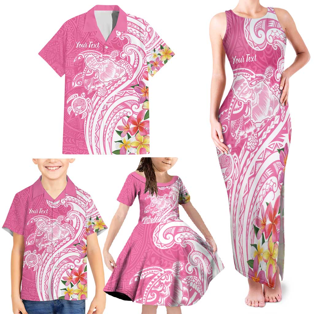 Aloha Maui Island Personalized Family Matching Tank Maxi Dress and Hawaiian Shirt Rose Dreamy Turtle