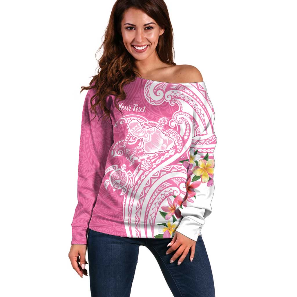 Aloha Maui Island Personalized Off Shoulder Sweater Rose Dreamy Turtle