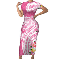 Aloha Maui Island Personalized Short Sleeve Bodycon Dress Rose Dreamy Turtle