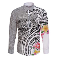 Aloha Kahoolawe Island Personalized Family Matching Off The Shoulder Long Sleeve Dress and Hawaiian Shirt Ashen Dreamy Turtle LT7 Dad's Shirt - Long Sleeve Grey - Polynesian Pride