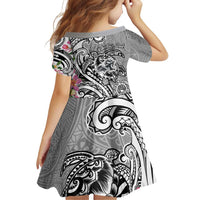 Aloha Kahoolawe Island Personalized Family Matching Off Shoulder Short Dress and Hawaiian Shirt Ashen Dreamy Turtle