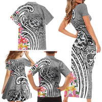 Aloha Kahoolawe Island Personalized Family Matching Short Sleeve Bodycon Dress and Hawaiian Shirt Ashen Dreamy Turtle LT7 - Polynesian Pride