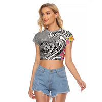 Aloha Kahoolawe Island Personalized Raglan Cropped T Shirt Ashen Dreamy Turtle