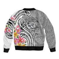 Aloha Kahoolawe Island Personalized Sleeve Zip Bomber Jacket Ashen Dreamy Turtle