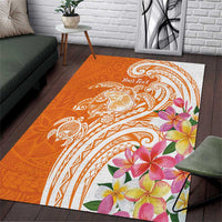 Aloha Lanai Island Personalized Area Rug Orange Dreamy Turtle