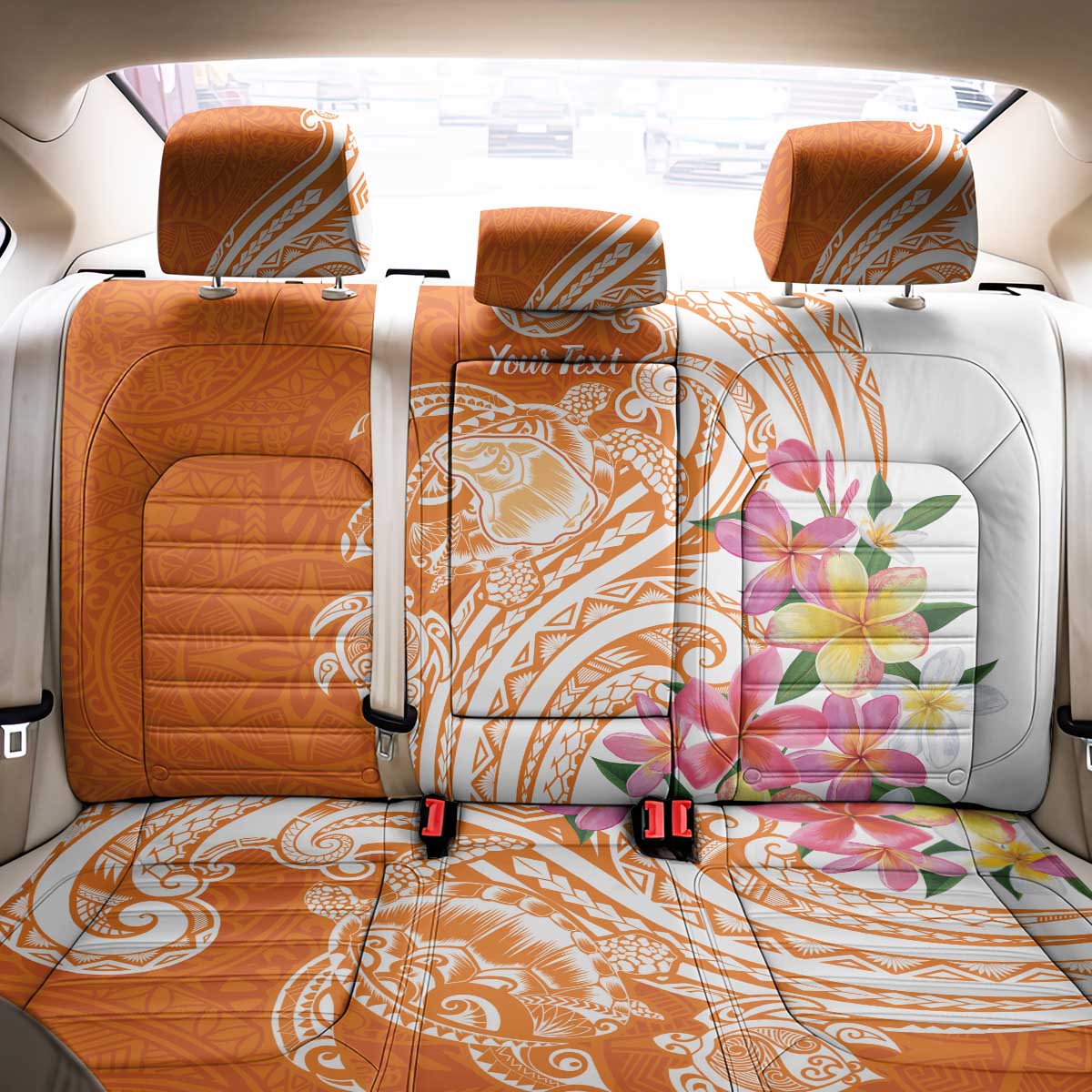 Aloha Lanai Island Personalized Back Car Seat Cover Orange Dreamy Turtle