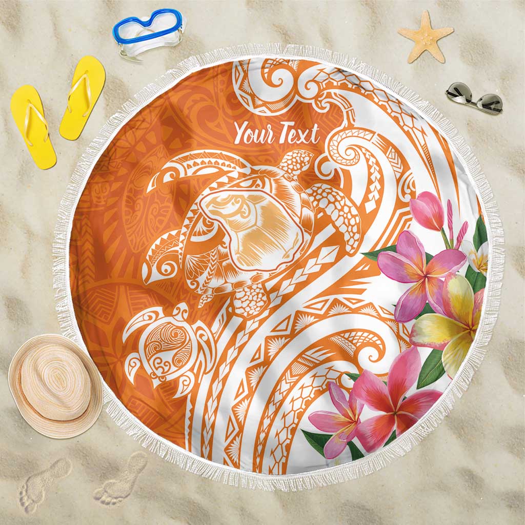 Aloha Lanai Island Personalized Beach Blanket Orange Dreamy Turtle