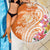 Aloha Lanai Island Personalized Beach Blanket Orange Dreamy Turtle