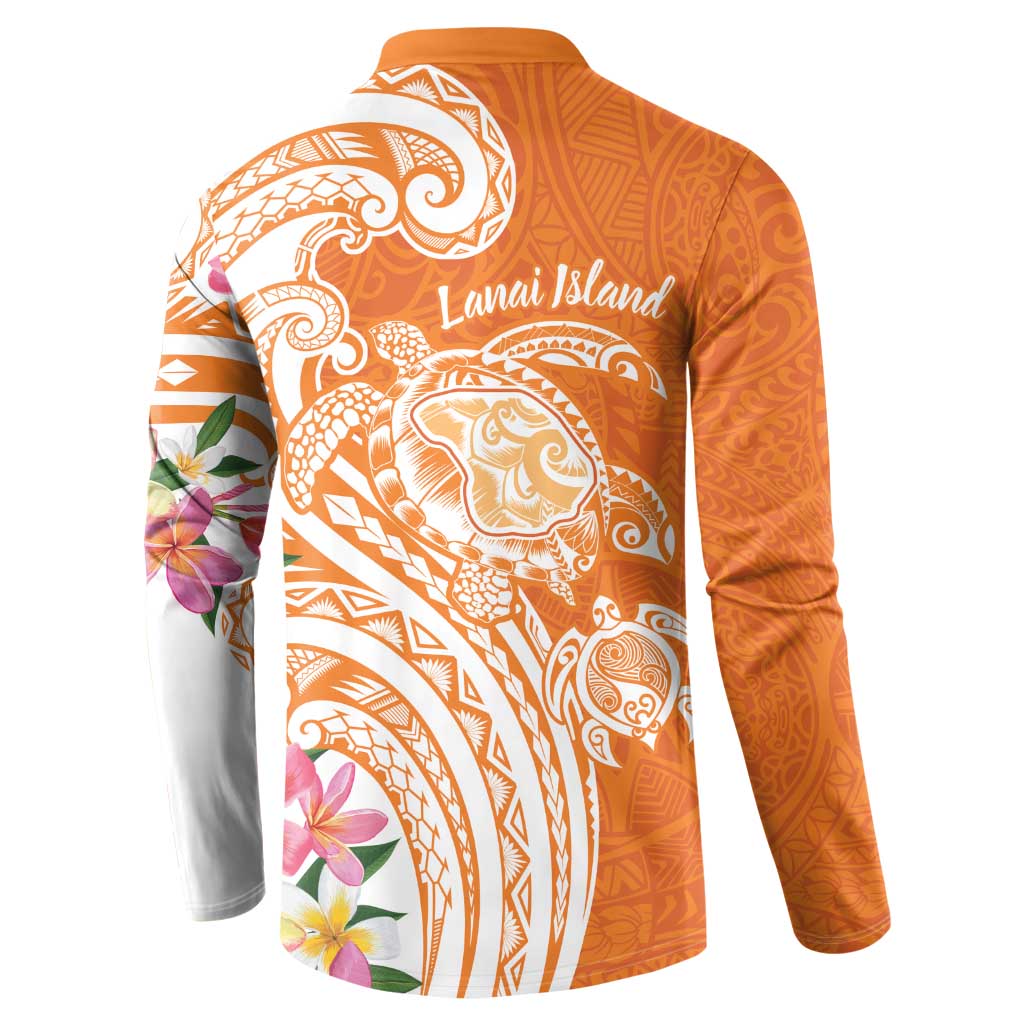 Aloha Lanai Island Personalized Button Sweatshirt Orange Dreamy Turtle