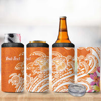 Aloha Lanai Island Personalized 4 in 1 Can Cooler Tumbler Orange Dreamy Turtle