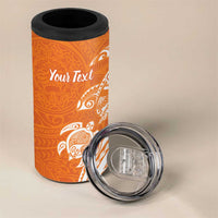 Aloha Lanai Island Personalized 4 in 1 Can Cooler Tumbler Orange Dreamy Turtle