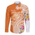 Aloha Lanai Island Personalized Family Matching Long Sleeve Bodycon Dress and Hawaiian Shirt Orange Dreamy Turtle