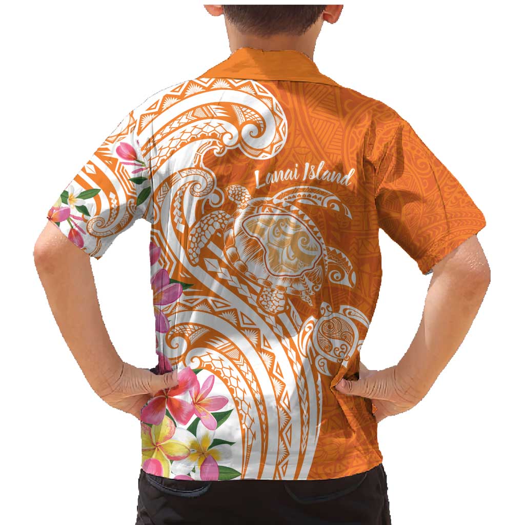 Aloha Lanai Island Personalized Family Matching Mermaid Dress and Hawaiian Shirt Orange Dreamy Turtle LT7 - Polynesian Pride