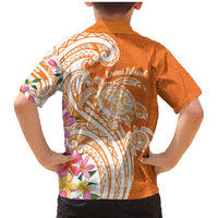 Aloha Lanai Island Personalized Family Matching Mermaid Dress and Hawaiian Shirt Orange Dreamy Turtle LT7 - Polynesian Pride