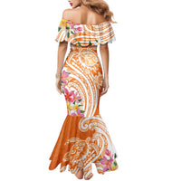 Aloha Lanai Island Personalized Family Matching Mermaid Dress and Hawaiian Shirt Orange Dreamy Turtle LT7 - Polynesian Pride