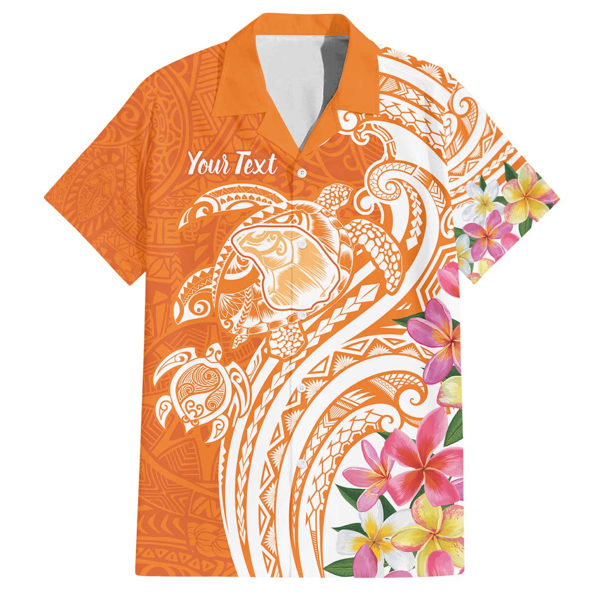 Aloha Lanai Island Personalized Family Matching Off The Shoulder Long Sleeve Dress and Hawaiian Shirt Orange Dreamy Turtle LT7 Dad's Shirt - Short Sleeve Orange - Polynesian Pride