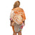 Aloha Lanai Island Personalized Family Matching Off Shoulder Short Dress and Hawaiian Shirt Orange Dreamy Turtle