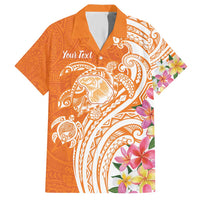 Aloha Lanai Island Personalized Family Matching Short Sleeve Bodycon Dress and Hawaiian Shirt Orange Dreamy Turtle LT7 Dad's Shirt - Short Sleeve Orange - Polynesian Pride