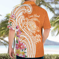 Aloha Lanai Island Personalized Hawaiian Shirt Orange Dreamy Turtle