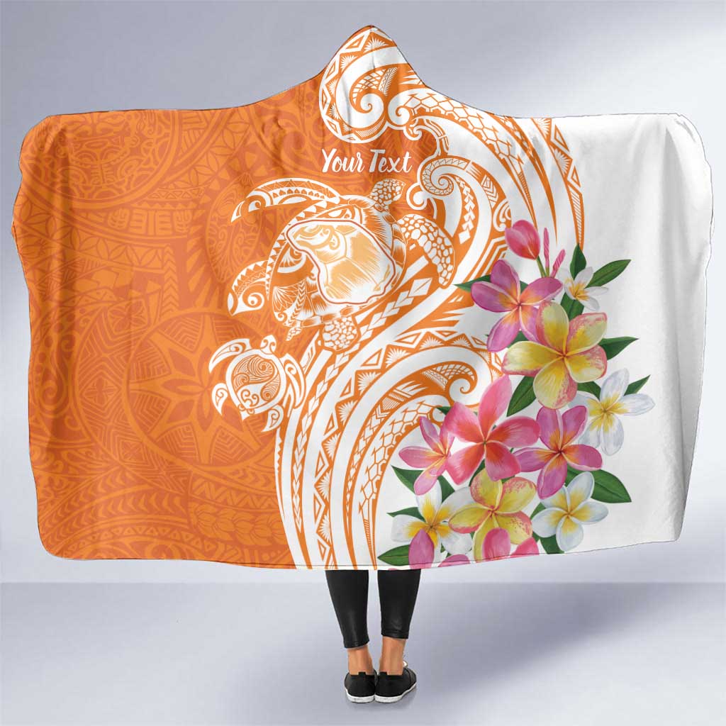 Aloha Lanai Island Personalized Hooded Blanket Orange Dreamy Turtle