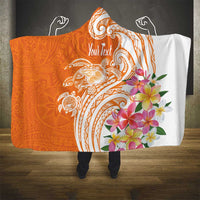 Aloha Lanai Island Personalized Hooded Blanket Orange Dreamy Turtle