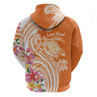 Aloha Lanai Island Personalized Hoodie Orange Dreamy Turtle