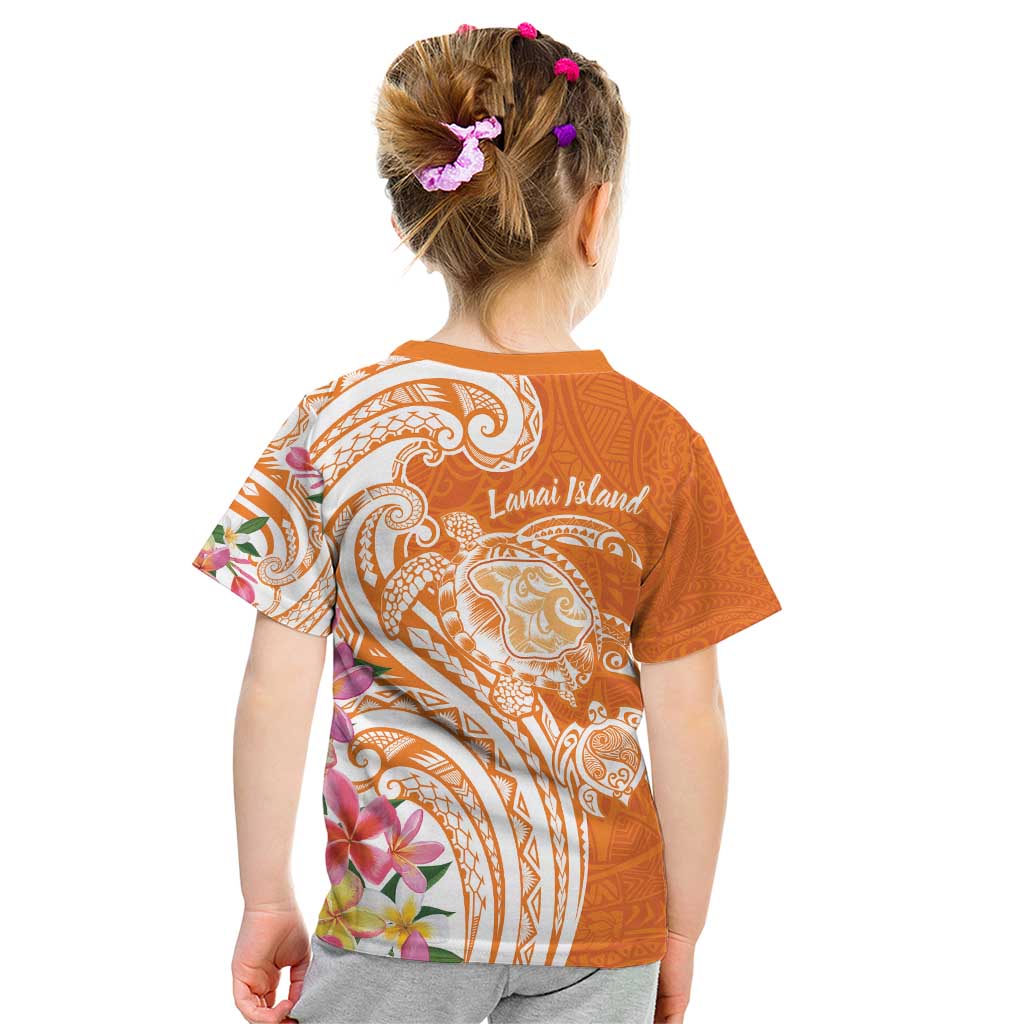 Aloha Lanai Island Personalized Kid T Shirt Orange Dreamy Turtle