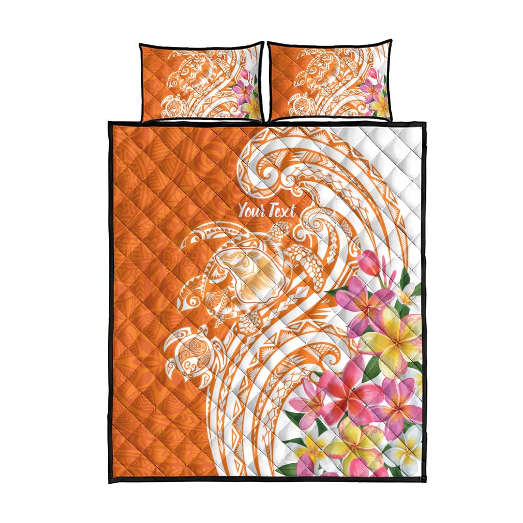Aloha Lanai Island Personalized Quilt Bed Set Orange Dreamy Turtle
