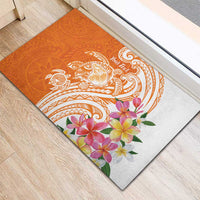 Aloha Lanai Island Personalized Rubber Doormat Orange Dreamy Turtle
