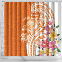 Aloha Lanai Island Personalized Shower Curtain Orange Dreamy Turtle