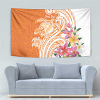 Aloha Lanai Island Personalized Tapestry Orange Dreamy Turtle