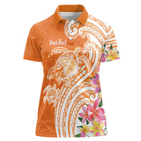 Aloha Lanai Island Personalized Women Polo Shirt Orange Dreamy Turtle