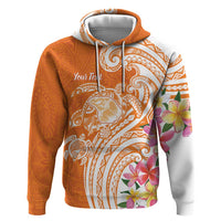 Aloha Lanai Island Personalized Zip Hoodie Orange Dreamy Turtle