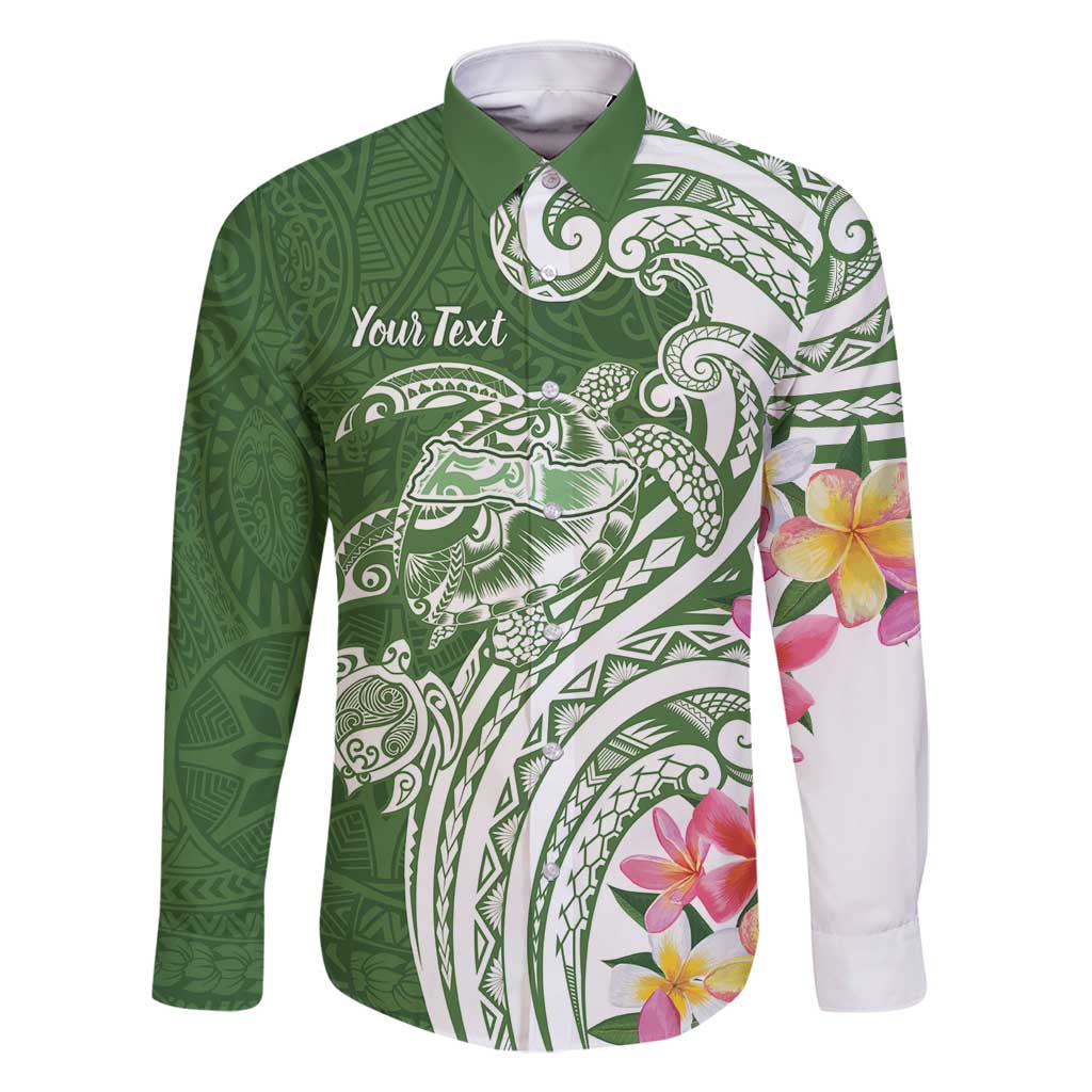 Aloha Molokai Island Personalized Family Matching Long Sleeve Bodycon Dress and Hawaiian Shirt Sage Dreamy Turtle LT7 Dad's Shirt - Long Sleeve Sage Green - Polynesian Pride
