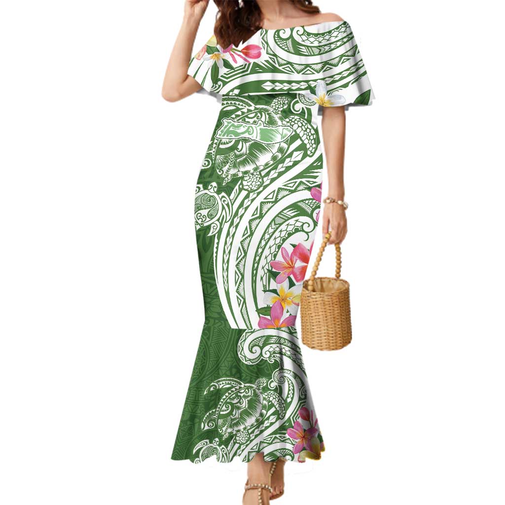Aloha Molokai Island Personalized Family Matching Mermaid Dress and Hawaiian Shirt Sage Dreamy Turtle
