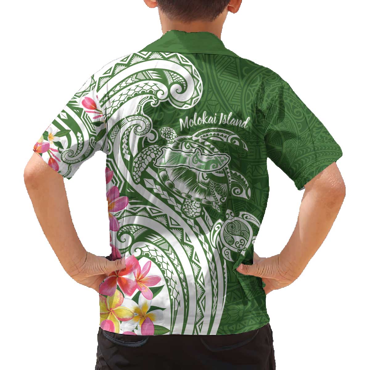 Aloha Molokai Island Personalized Family Matching Off The Shoulder Long Sleeve Dress and Hawaiian Shirt Sage Dreamy Turtle LT7 - Polynesian Pride