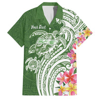 Aloha Molokai Island Personalized Family Matching Off The Shoulder Long Sleeve Dress and Hawaiian Shirt Sage Dreamy Turtle LT7 Dad's Shirt - Short Sleeve Sage Green - Polynesian Pride