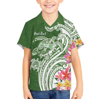 Aloha Molokai Island Personalized Family Matching Off The Shoulder Long Sleeve Dress and Hawaiian Shirt Sage Dreamy Turtle LT7 Son's Shirt Sage Green - Polynesian Pride
