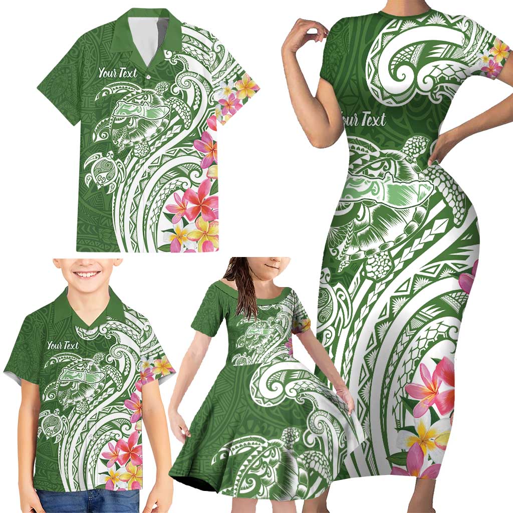 Aloha Molokai Island Personalized Family Matching Short Sleeve Bodycon Dress and Hawaiian Shirt Sage Dreamy Turtle LT7 - Polynesian Pride