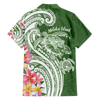 Aloha Molokai Island Personalized Family Matching Short Sleeve Bodycon Dress and Hawaiian Shirt Sage Dreamy Turtle LT7 - Polynesian Pride