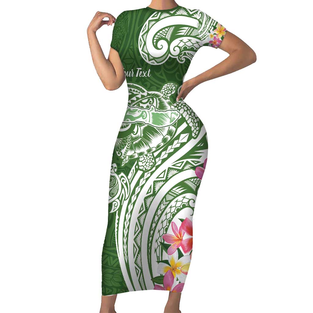 Aloha Molokai Island Personalized Family Matching Short Sleeve Bodycon Dress and Hawaiian Shirt Sage Dreamy Turtle LT7 Mom's Dress Sage Green - Polynesian Pride