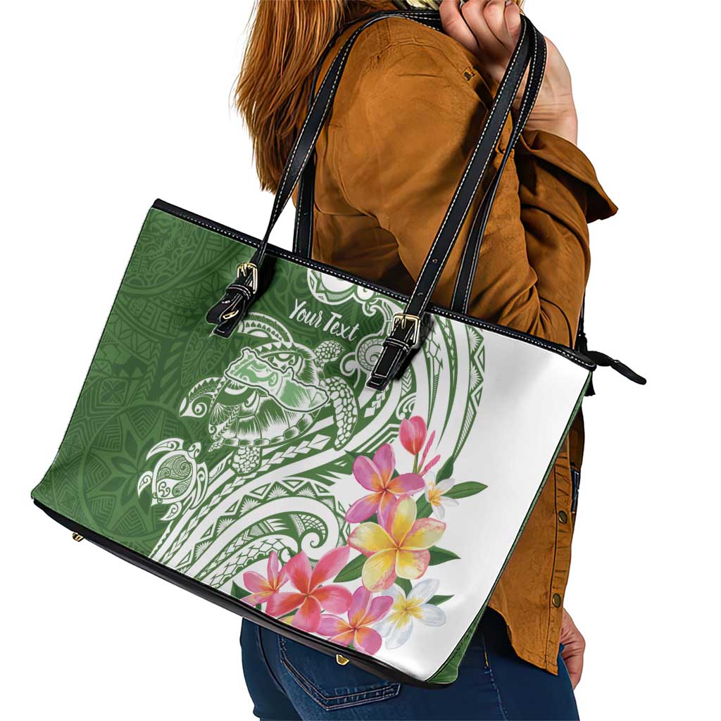 Aloha Molokai Island Personalized Leather Tote Bag Sage Dreamy Turtle