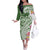 Aloha Molokai Island Personalized Off The Shoulder Long Sleeve Dress Sage Dreamy Turtle