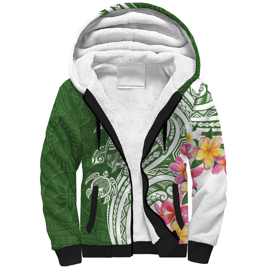 Aloha Molokai Island Personalized Sherpa Hoodie Sage Dreamy Turtle