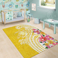 Aloha Oahu Island Personalized Area Rug Yellow Dreamy Turtle