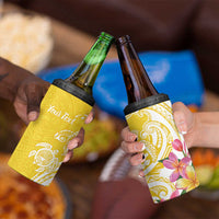 Aloha Oahu Island Personalized 4 in 1 Can Cooler Tumbler Yellow Dreamy Turtle