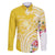 Aloha Oahu Island Personalized Family Matching Long Sleeve Bodycon Dress and Hawaiian Shirt Yellow Dreamy Turtle